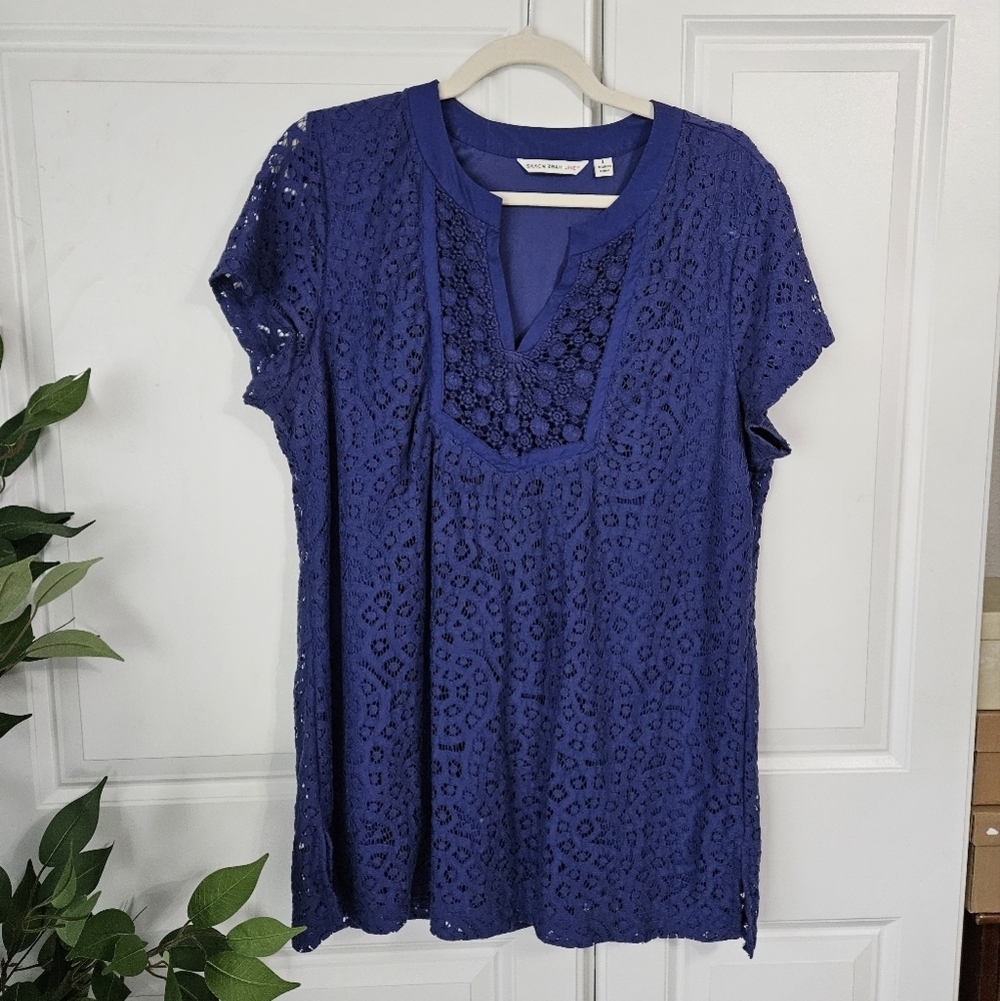 Isaac Mizrahi Royal Purple Lace Blouse